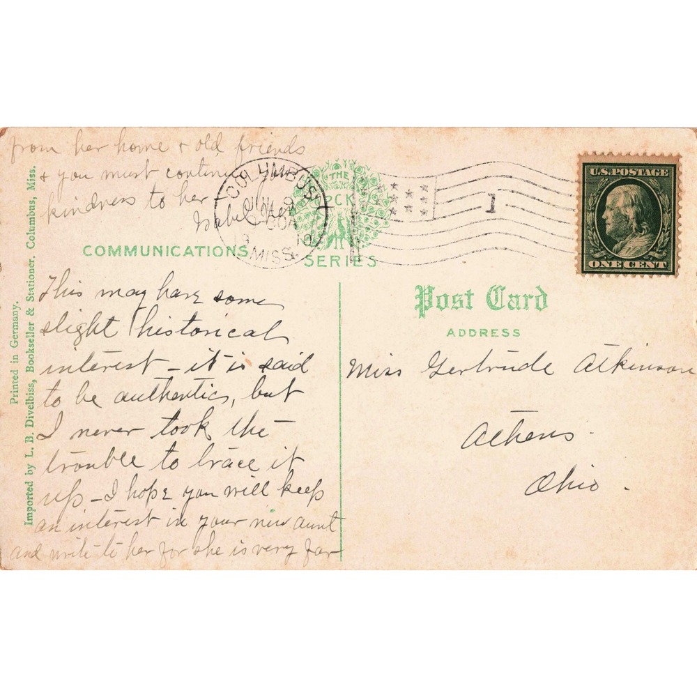 Vtg Where De Soto Crossed Tombigbee River Columbus Mississippi MS Postcard - Picture 2 of 2